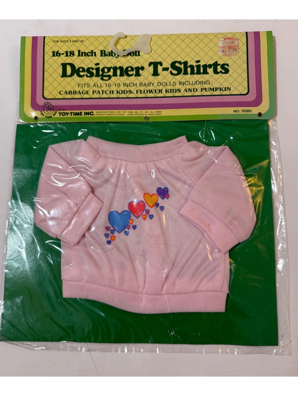 Vintage 1985 Designer T-Shirts for 16-18” cabbage patch - Pink Hearts